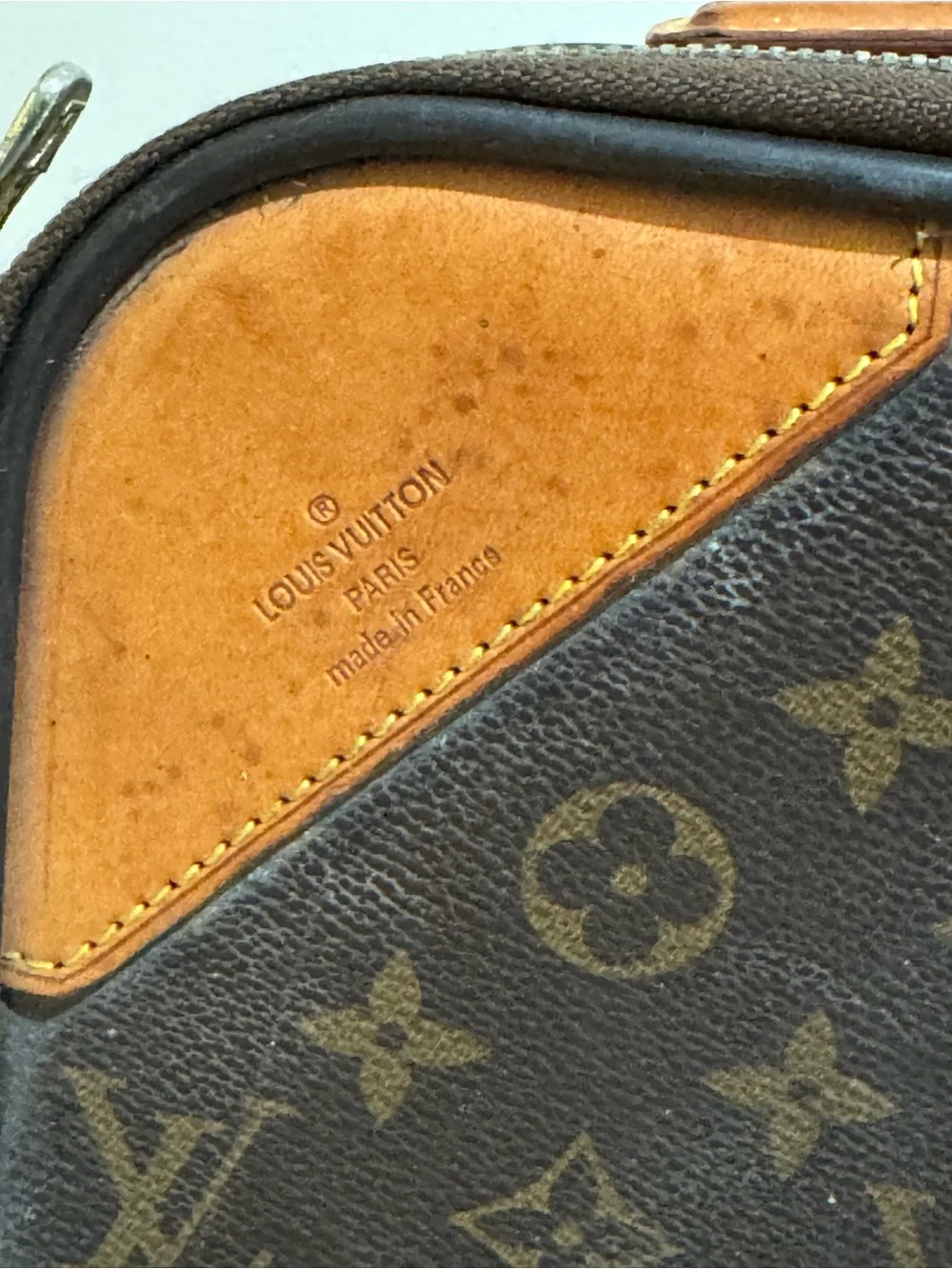 Louis Vuitton Monogram Rolling Suitcase in Brown with Tan Leather Trim